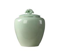 Caja Para té Tarro de cerámica for guardar té suelto con tapa, tarro sellado, tarro sellado simple de gran capacidad, juego de té chino retro, tarro individual Lata Para té(A,L)