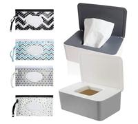 Caja para Toallitas, Caja para Toallitas Húmedas, Caja de Pañuelos, Caja de Almacen, Caja de Servilletas con Tapa, Caja para Toallitas Húmedas 2 Piezas con 4 Piezas Bolsa de Toallitas Húmedas