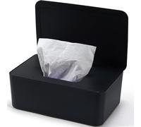 Caja para toallitas húmedas, caja de toallitas húmedas para bebé, caja de almacenamiento negra, caja para papel higiénico húmedo, caja de toallitas húmedas con tapa para guardar las toallitas, caja de