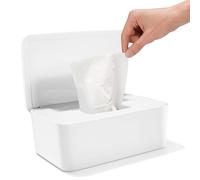 Caja para Toallitas Húmedas, con Tapa Sellada, Dispensador Toallitas Húmedas, Cajita para Toallitas, Porta Toallitas para Baño, Cocina o Dormitorio, Blanco