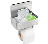 Caja para toallitas húmedas y papel higiénico Gypie sin taladrar, soporte plateado 304 de acero