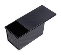 Caja para tostadas, molde para hornear, molde para pan con tapa, capacidad de masa de 2,2 libras, molde rectangular para hornear pasteles, cocina, panadería, utensilios para hornear(Negro)