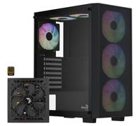 Caja PC Aerocool B509A Flow ATX con panel malla y fuente 650W 80 PLUS Bronze