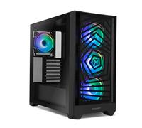 Caja Pc Hummer Plasma Atx Panel Frontal Mesh Cristal Templado 4x Ventiladores Argb Preinstalados, Usb-C Y 3.0, Negro