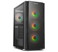 NOX Xtreme Products Hummer Horus - Semitorre E-ATX, M-ATX, Panel Lateral y Frontal de Cristal Templado, 4 Ventiladores ARGB 120 mm incluidos, Control RGB, Color Negro