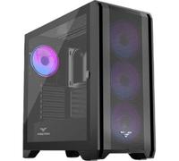 PREYON Nest Windy+ - Carcasa de PC Negra con Malla Frontal, 4 Ventiladores ARGB de 120 mm, Controlador ARGB, Panel Lateral de Cristal, compatibilidad ATX/Micro-ATX/Mini-ITX, USB-C