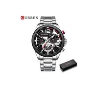 (Caja plateada) Relojes de cuarzo de moda Curren para hombre, reloj de pulsera deportivo informal con
