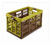 keeeper 4x Robustas Cajas Plegables con Mangos Suaves, 54 x 37 x 28 cm, 45 l, Ben, Verde/Marrón