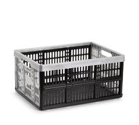 Caja Plegable con Asas, Caja plástico para Camping, Caja plástico Organizador, 48 cm Largo x 35 cm Ancho x 23 cm Alto, Capacidad 32 litros, Carga máxima de 18 Kg