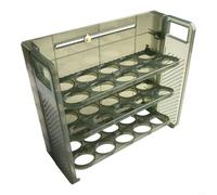 Caja plegable de almacenamiento de huevos de 3 capas para refrigerador, organizador vertical de abdominales de grado alimenticio con temporizador de frescura integrado, compacto, 26 x 23 x 10 cm