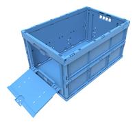 Caja plegable de polipropileno capacidad 65 l, cerrado con trampilla de extracción frontal