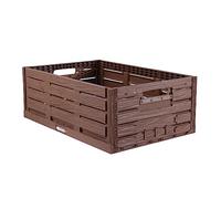 Caja plegable estable en diseño de madera, 60 x 40 x 21,8 cm (largo x ancho x alto), cesta de la compra plegable apilable de 45 l - robusta caja plegable - caja para verduras y frutas