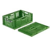 Caja plegable perforada verde 60x40x23cm automática