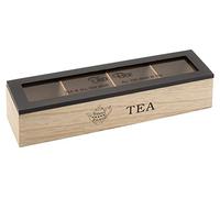 Caja porta infusiones de madera, porta bolsitas e infusiones de 4 cajas de té. Caja de puerta The