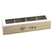 Caja porta infusiones de madera, porta bolsitas e infusiones de 4 tés, caja porta té