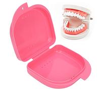 Caja Porta Prótesis, Estuche Contenedor Protector Bucal, Evita la Multiplicación de Bacterias Porta Dental Ortodoncia con Orificios de Ventilación(rosado)