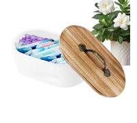 Caja porta tampón de madera - Caja organizadora estética | Porta algodón reutilizable para vanidad, baño o dormitorio, almacenamiento decorativo funcional para casa y decoración