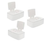 Caja Porta Toallitas Húmedas Tapa y Botón, Pack 3 Unidades | PP Blanco, Ligero Olor Extraño, para Viaje y Bolso de Pañales