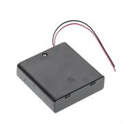 Caja Portapilas de 4X AA 6V con Interruptor On/Off & Cables - Caja de Almacenamiento de Plástico con Alambres & Tapa 150mm para DIY. Compatible con Pilas (4 Slot x 1.5V)