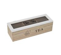 Caja portar infusiones de madera, 3 Tea Box, bolsitas blancas 24 x 8 x 7 cm