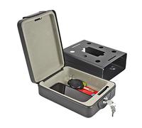 Caja portátil de alta seguridad con llave de ProPlus. 15 x 21 x 5,5 cm. Caja de caudales, caja fuerte negra para caravana y autocaravana.