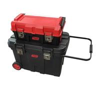 Caja profesional con ruedas 54 + caja modular (L x An x Al: 77,5 x 47,2 x 75 cm, Negro/Rojo, Polipropileno, 2 pzs.)