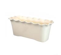 Caja rectangular grande, maceta de plástico con borde ondulado para balcón, cultivo de verduras, contenedor de ventana profunda para jardín al aire libre, patio, hierbas y rosas (blanco pequeño)