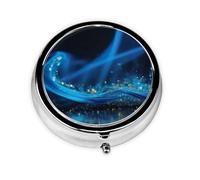 Caja redonda de almacenamiento de medicamentos con estampado geométrico abstracto, mini pastillero portátil, 3 compartimentos