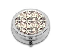 Caja redonda de granos de café con máquina de espresso antigua, compartimento compacto, para bolsillo, bolso, tableta de medicina portátil, soporte de vitaminas de viaje