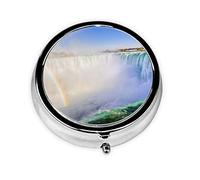 Caja redonda de Niagara FallsBox, bolsillo 2.0 x 2 x 0.7 pulgadas, organizador de medicamentos, bolsillo para bolso, regalo de viaje, práctico y a la moda.