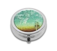 Caja redonda de trompeta única desgastada de edad antigua, estuche compacto para medicinas, para bolsillo, bolso, tableta de medicina portátil, soporte de vitaminas de viaje