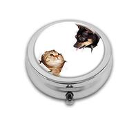 Caja redonda para gatos y perros, compartimento compacto, para bolsillo, bolso, tableta de medicina portátil, soporte de vitaminas de viaje