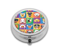 Caja redonda para perro, compartimento compacto, para bolsillo, bolso, tableta de medicina portátil, soporte de vitaminas de viaje
