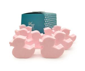 Caja regalo 10 jabones aromáticos en forma de patito - Regalo original y versátil para sorprender en cualquier ocasión - Elaborados con glicerina vegetal - Aroma: Chicle