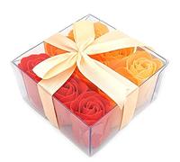 Caja Regalo 9 Rosas de Jabón Naranja - Regalo original para cumpleaños, Navidad, día de la madre - Flores con pétalos de jabón perfumados para un baño relajante