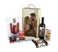 Caja Regalo Aperitivos Personalizada con Foto Caja Regalo Cumpleaños Aniversario Novio Novia Amiga Amigo Regalos Originales Personazlizados (Vino Blanco)