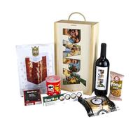 Caja Regalo Aperitivos Personalizada con Fotos PAPÁ Caja Regalo Día del Padre Cumpleaños Aniversario (Vino Blanco)
