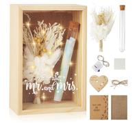 Caja Regalo Boda de Madera,Regalo de Dinero para Bodas,Incluye Flores secas,Cajas de Madera,Botellas de reactivos de plástico,Cadenas de lámparas,Tarjetas de felicitación,etc.Aniversario de la Boda