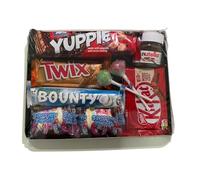 Caja Regalo Chocolates Variados - KitKat, Twix, Bounty, Nutella, Chuches Más | Cesta Dulce Surtida con Chuches y Snacks Gusanitos | Regalo Original para Cumpleaños, Navidad, San Valentín