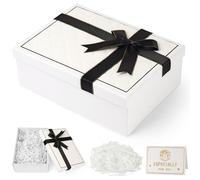 Caja Regalo con Lazo Delicado Caja Para Regalo con Tapa 25x 18.4 x 9 cm Caja de Regalo para Festivales Regalos de Cumpleaños DíA de San Valentín Bodas con Rafia y Tarjeta
