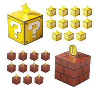 Caja Regalo Cumpleaños, TGKYK 24 Piezas Mario Cajas de Fiesta, Cajas Cumpleaños Niños para Bodas, Fiestas, Cumpleaños Infantiles, Nochebuena, Halloween (12 amarillos + 12 marrones)