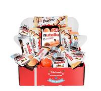 Caja regalo de chocolates, Regalo original para cumpleaños niños pareja, Kinder Chocolate, Happy Hippo, Kinder Joy, Nutella Bready, Nutella biscuits, Pack caja regalo de cumpleaños, Caja resistente