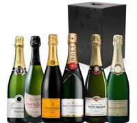 Caja Regalo Gourmet x6 Botellas Champagne & Cava | Moët & Chandon, Veuve Clicquot, Taittinger, Louis Roederer, Juvé & Camps y Gramona Imperial | Mejor Selección ENOVINOS