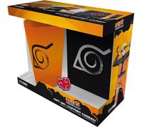 Caja Regalo Naruto Shippuden Vaso Cristal 400 mls + Pin + Cuaderno Konoha