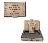 Caja Regalo Parque Warner Personalizada | Sorpresa Original para Anunciar Entrada Warner | Regalo Parque Warner Madrid Niños y Adultos | Modelo en Madera Blanco o Roble (Roble, Personalizado)