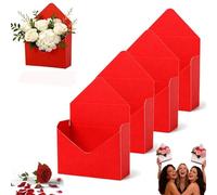Caja Regalo Sobre San Valentín, Caja Romántica con Forma de Sobre, Caja para Ramos Florista para Decoración de Bodas Cumpleaños Fiestas & Propuesta de Matrimonio(Red-1,4pcs)