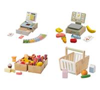 Caja registradora/Balanza/Caja con alimentos/Cesta de la compra de madera