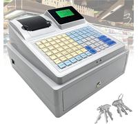 Caja registradora comercial con cajón, sistema POS de 81 teclas, pantalla LED digital para restaurantes y tiendas minoristas, interfaz en inglés para un uso fácil
