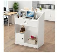 Caja registradora compacta para tienda de ropa y tienda de conveniencia, diseño de doble capa con cajón oculto con cerradura, resistente a los arañazos, color blanco, 23.6 x 15.7 x 36.2 pulgadas