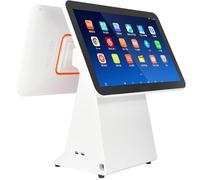 Caja Registradora con Pantalla Táctil, Caja Registradora Inteligente Todo En Uno, Pantalla Táctil Dual de 15,6 Pulgadas, Impresora de Recibos Incorporada de 58 Mm, Plegable Multiángulo,White